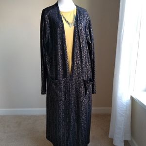 LuLaRoe Sarah cardigan-black gold embossed, XL